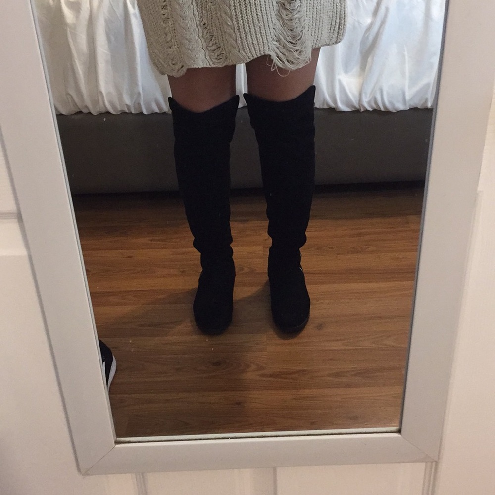 Over the knee suede boots